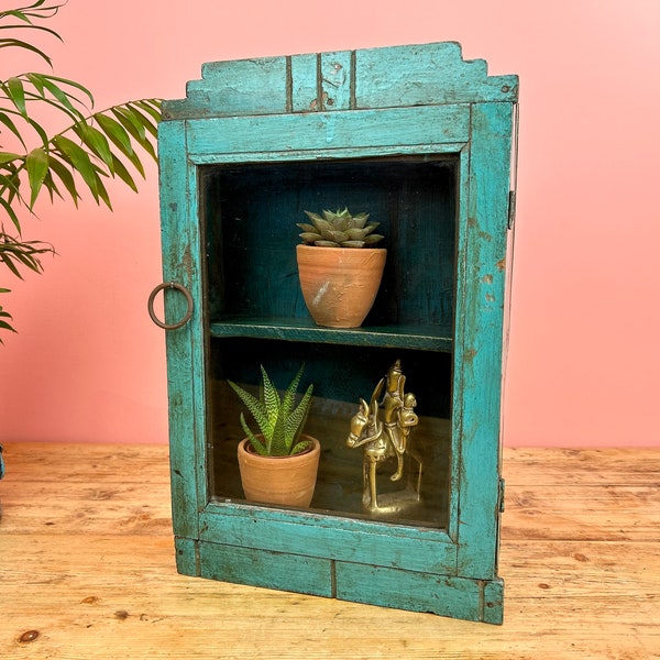 Vintage Indian wall hanging display cabinet