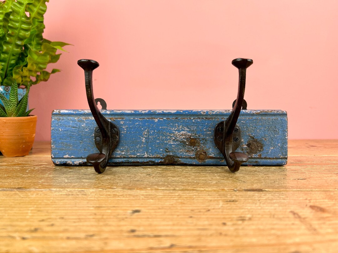 Vintage Reclaimed Wood Double Coat Hook Etsy