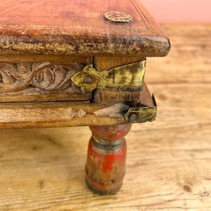 Vintage Indian Small Wooden Bajot Low Table image 10