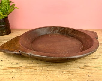 Vintage Indian Wooden Parat Bowl