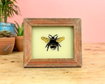 Vintage Indian Reverse Glass Painting of a Bee, Insect