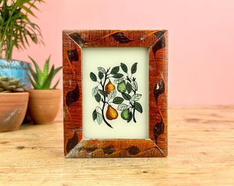 Vintage Indian Reverse Glass Painting of Pears, Botanical