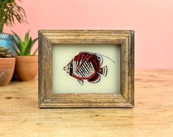 Vintage Indian Reverse Glass Painting of a Fish