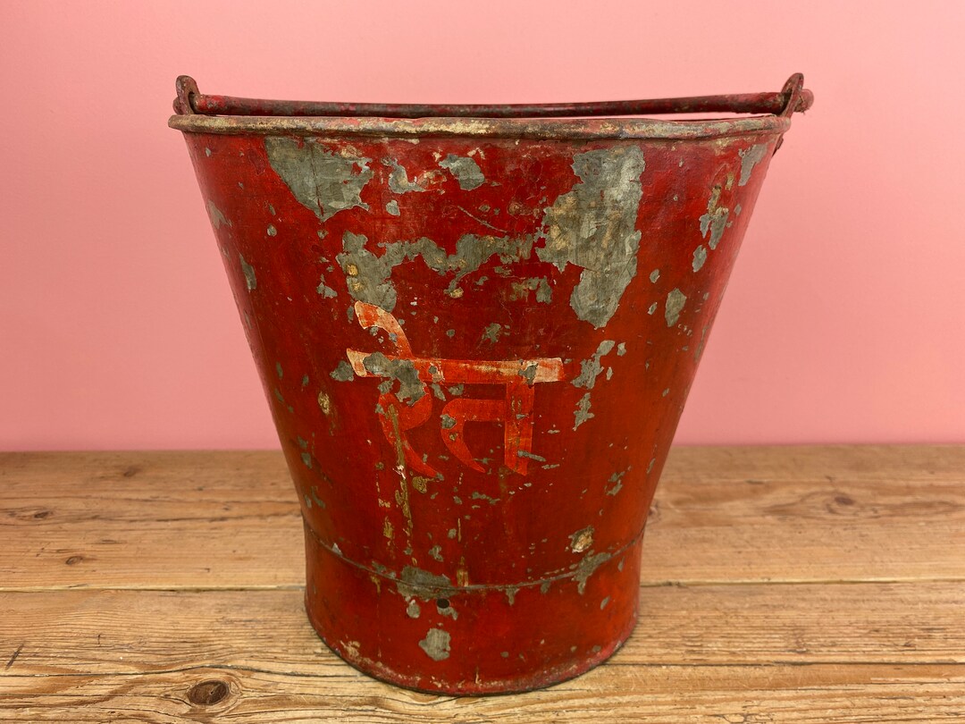 Vintage Indian Metal Fire Bucket Etsy UK