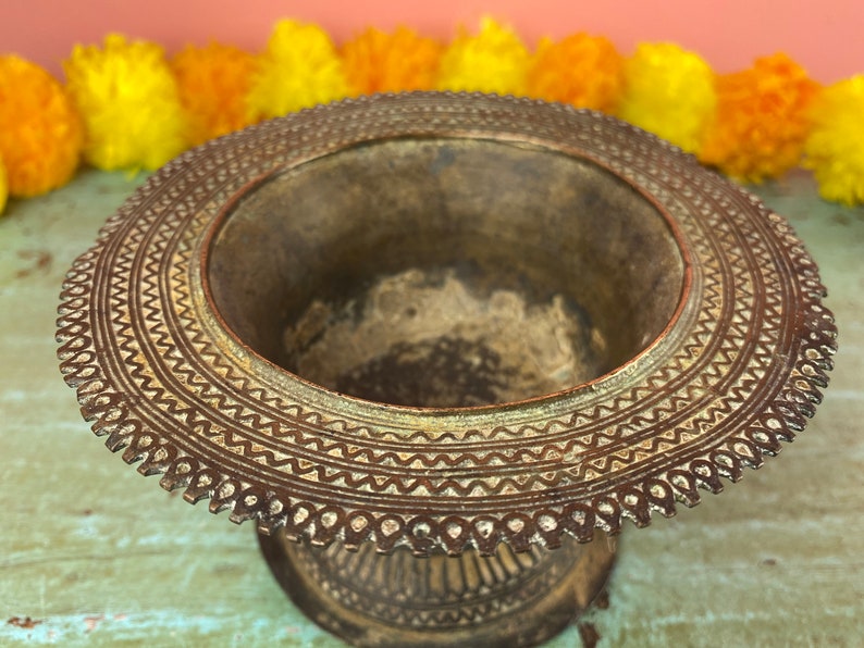 Antique Indian Brass Temple Oil Lamp Ghee Lamp Diya Puja Etsy UK