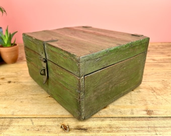 Vintage Indian Wooden Box, Jewellery Box, Case