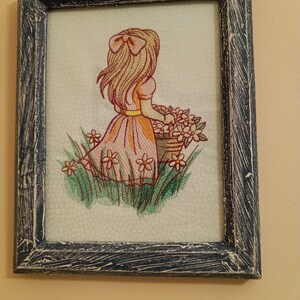 Picture embroidered, childhood nostalgia