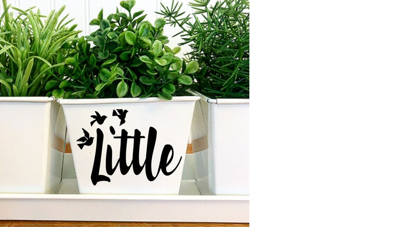 HAPPY LITTLE HERBS Indoor Kitchen Windowsill Herb Garden White Metal Square Pots, Set of 3 with Tray image 6