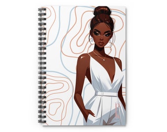 6x8 Spiral Ruled Lined Notebook, Stylish Stationery, Personal Diary, Stylish Cover Black Girl Art - Ideal for Journaling and Notes
