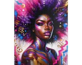 Colorful Abstract Woman Jigsaw Puzzle, Puzzles For Black Women, Artistic Portrait, Anxiety Relief, Glossy Puzzle