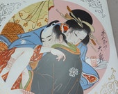 Japanese Antique Rare Ukiyoe Shunga Makurae Porcelain Panel from JAPAN