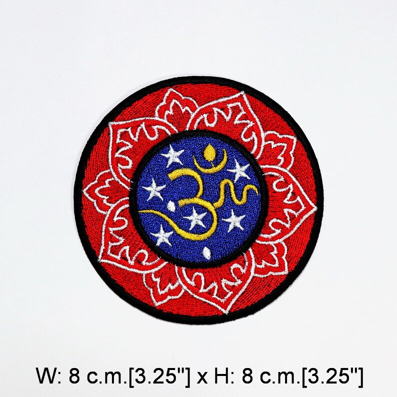 #03 OM AUM DESIGN SYMBOL HINDUISM Embroidered Iron on Patch Free Postage