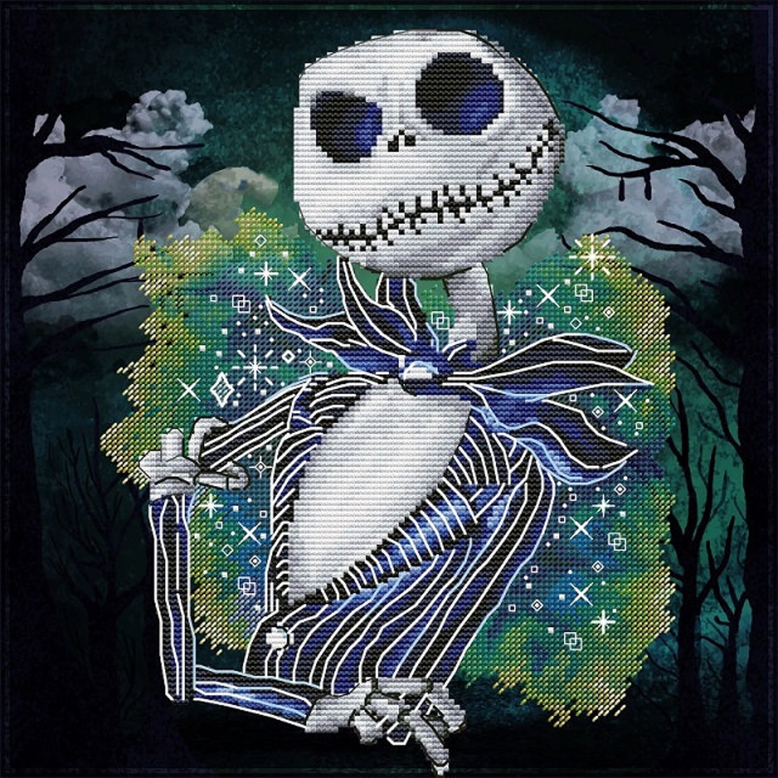 Jack Skellington Cross Stitch Pattern DMC Needlepoint Pattern Etsy