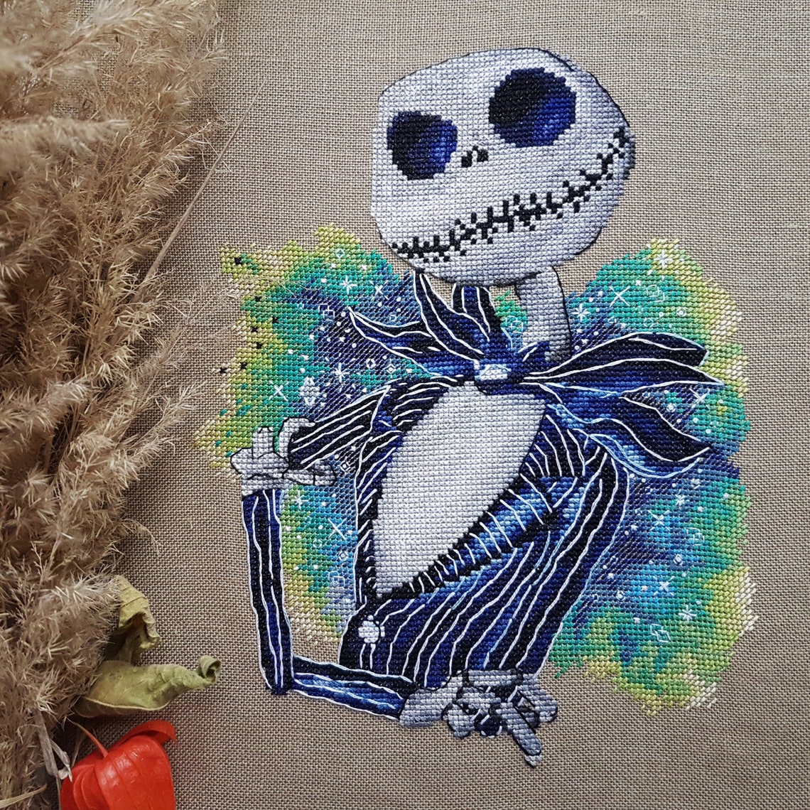 Jack Skellington Cross Stitch Pattern DMC Needlepoint Pattern Etsy