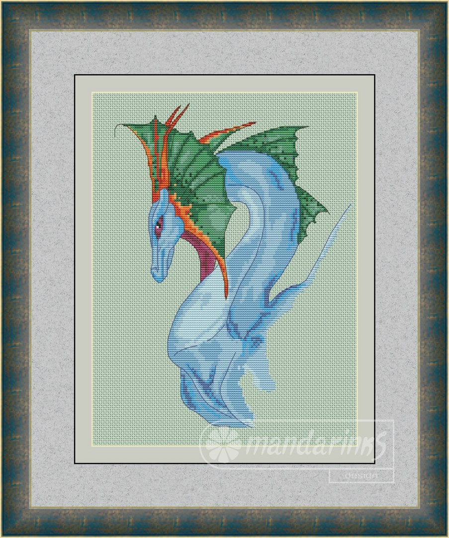 Blue Dragon Counted Cross Stitch Pattern DIY PDF DMC