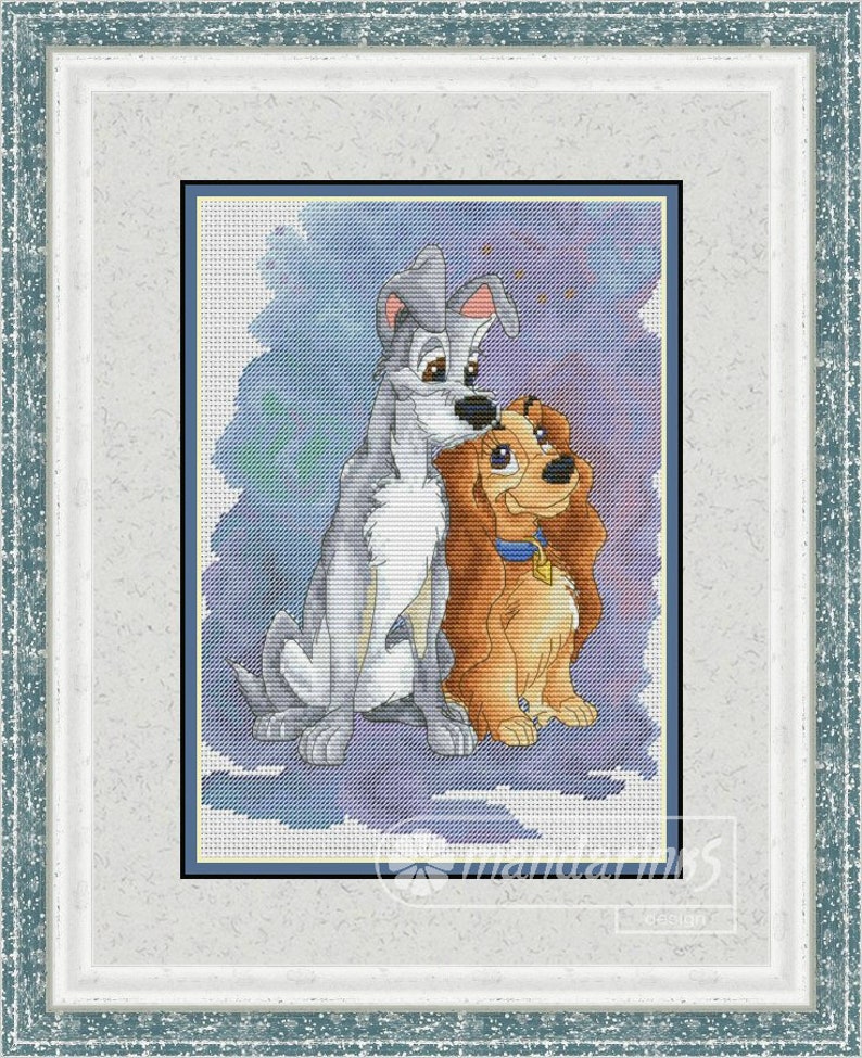 Lady and The Tramp Cross Stitch Pattern DMC Needlepoint Etsy