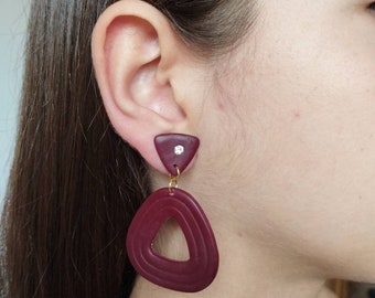 Red wine Polymer clay Earrings