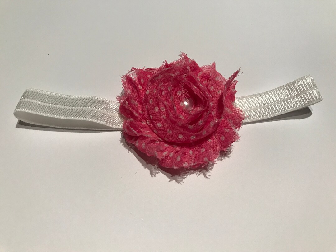 White and Pink Polka Dot Headband - Etsy