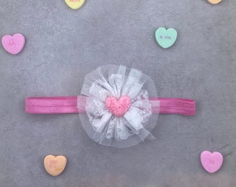 Pink heart headband