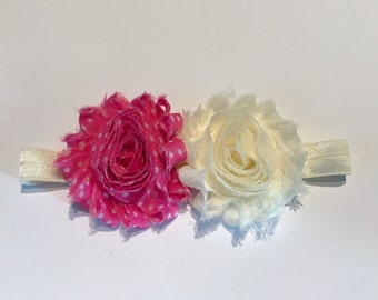 Pink and white baby headband