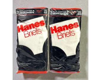 Calzoncillos blancos Hanes de algodón, 1987, 2-3 paquetes, talla 44, 1 abierto, NOS, fabricados en EE. UU.
