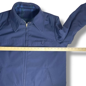 Chaqueta reversible de lana Pendleton Vintage de los años 50, cuadros azul marino, fabricada en EE. UU., talla grande/XL imagen 13