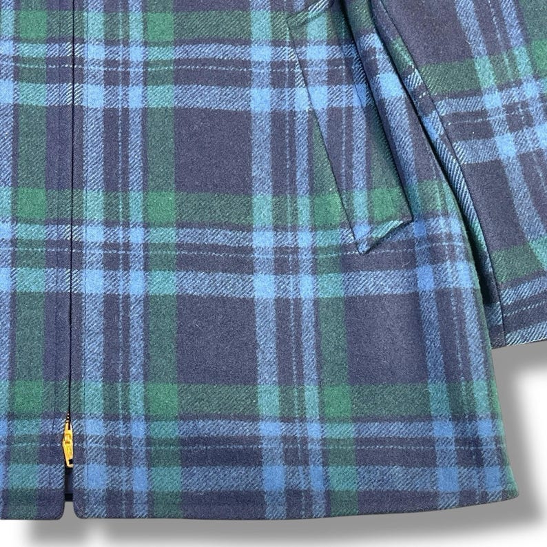 Chaqueta reversible de lana Pendleton Vintage de los años 50, cuadros azul marino, fabricada en EE. UU., talla grande/XL imagen 10