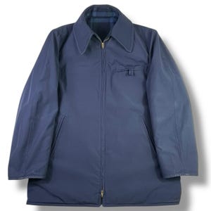 Chaqueta reversible de lana Pendleton Vintage de los años 50, cuadros azul marino, fabricada en EE. UU., talla grande/XL imagen 2