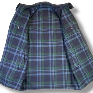 Chaqueta reversible de lana Pendleton Vintage de los años 50, cuadros azul marino, fabricada en EE. UU., talla grande/XL imagen 8