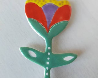 Fiore multicolore in ceramica -calamita
