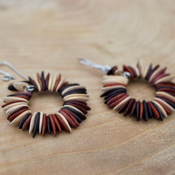 Melon Seed Hoop Earrings // Earth Colours // Ethical Choices // Sustainable Gift // Handmade // Funky Earrings // Brown Jewellery
