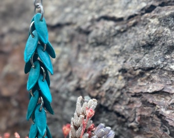 Funky Teal Melon Seed Drop Earrings: Ethical Vegan Jewelry