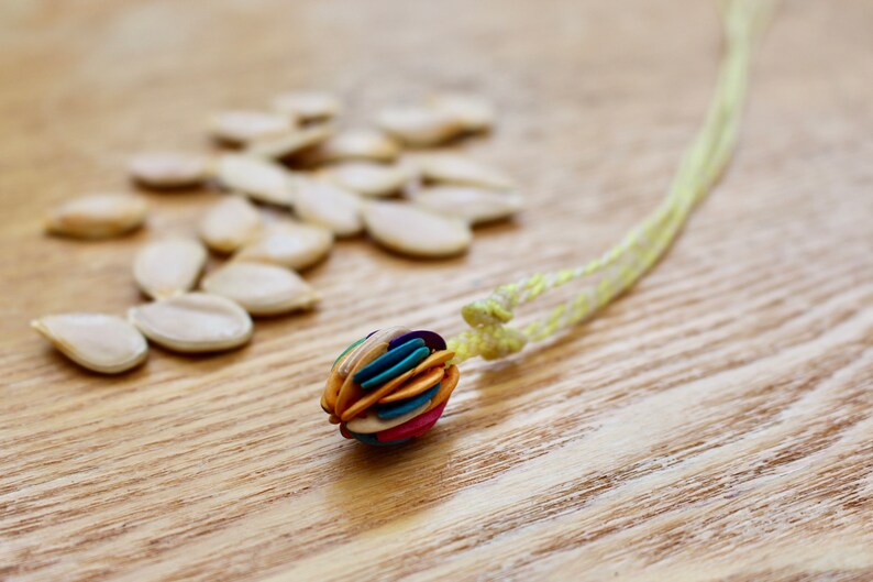 eco ethical fashion Melon Seed Multi Coloured Adjustable Necklace choker ethical sustainable jewellery botanical gift for her him