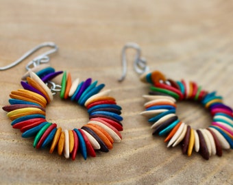 Melon Seed Funky Earrings // Multi Coloured Hoops // Large or Small // Ethical // Sustainable Fashion // Funky Earrings // Festival Wear