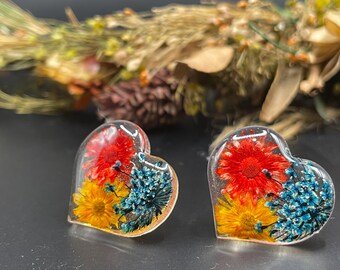 Pressed Flower Heart Studs: Botanical Vira Vira Earrings