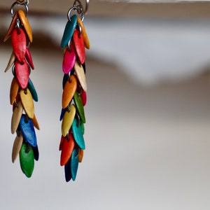 Melon Seed Funky Earrings // Multi Coloured Dangly Earrings // Drop Earrings // Ethical // Sustainable Fashion // Funky Earrings // Festival