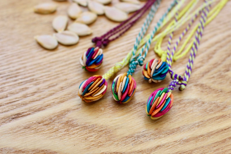 eco ethical fashion Melon Seed Multi Coloured Adjustable Necklace choker ethical sustainable jewellery botanical gift for her him