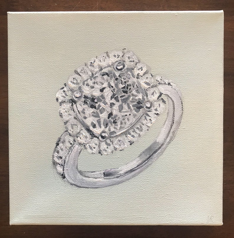 Custom Engagement Ring Painting // Acrylic on Canvas Etsy