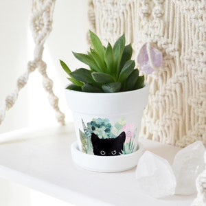 2.5&quot; Black Cat Succulent Pot, Cat Lover Gift, Gift for Cat Lover, Cute Cat Gifts, Cute Cat Plant Pot, Cute Kitten Gift (Plants NOT included)