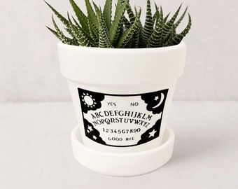 Ouija Board Plant Pot: Gothic Mystical Ceramic Succulent Planter w/ Saucer