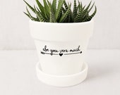 Aloe You Vera Much Funny Pots for Plants Succulent Planter Gifts for Her Indoor Plant Pot w Tray Plant NOT included (Matte White)