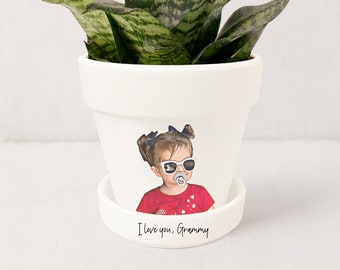 Cadeau pour grand-mère | Jardinière personnalisée en cadeau pour grand-mère | Cadeau fête des mères | Cadeaux personnalisés pour maman | Pot succulent avec plateau | Plante non incluse