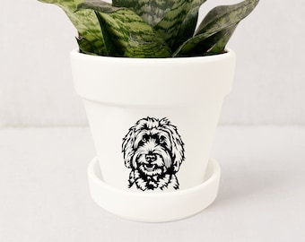 Labradoodle Succulent Planter Pot with Saucer - Dog Lover Gift