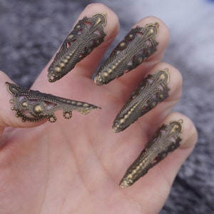 Black Dragon Nails Fierce Claw Rings Filigree Jeweled Claw | Etsy