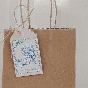 Baby in Bloom Thank You Tags - Editable Fresh Off the Market Bridal Shower Favor Tags - Hand Drawn Whimsical Flower Bouquet Tags#YD2