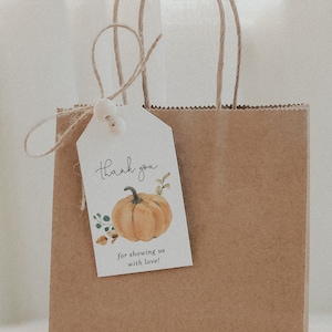Boho Little Pumpkin Baby Shower Printable Gift Tags, Pumpkin Birthday Favor Tags, Greenery Pumpkin Favor Tag, Fully Editable#FA8