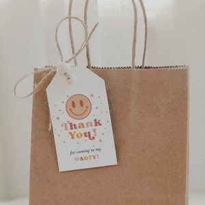 Modern Smiley Face Thank You Tags, Editable Smiley Face Favor Tag, One Year of Smiles, Fully Editable Template#R6