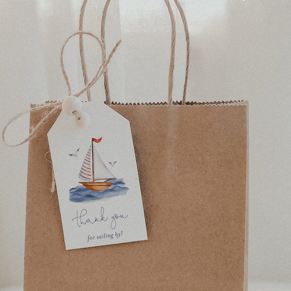 Nautical Baby Shower Thank You Favor Tag, Sailboat Gift Favor Tags, Ahoy It's a Boy Baby Shower Favor Tag, Editable Template#YR9