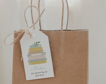 Gender Neutral Storybook Stack Thank You Favor Tags, Book Themed Shower Favor Tags, My First Chapter Fully Editable Template #Y227