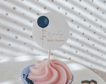Navy Blue and Gold Cupcake Toppers, 2in Round Stickers, 100% Editable Text, Printable Birthday Party or Baby Shower Decorations,#R11